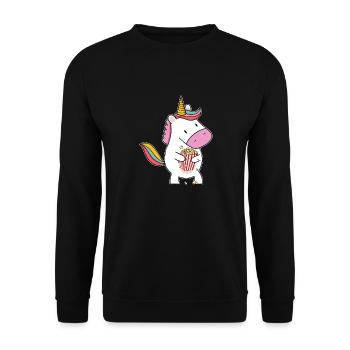 Popcorn Unicorn Funny Theater Cinema Snack Movie N - Unisex Sweatshirt - black - Front - Alina (178cm) & Michal (187cm)