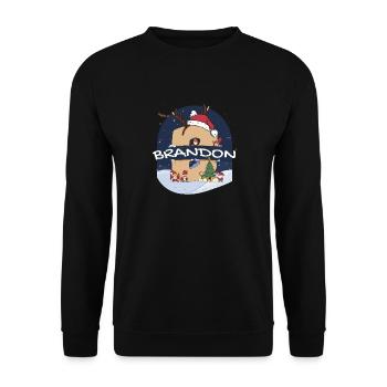 Awesome Brandon Name w Santa Hat in Xmas Theme - Unisex Sweatshirt - black - Front - Alina (178cm) & Michal (187cm)
