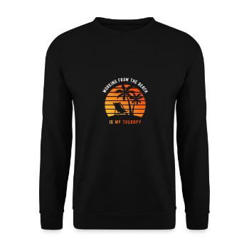 Travailler à partir d’une plage est ma thérapie - Sweat-shirt Unisexe - noir - Devant - Alina (178cm) & Michal (187cm)