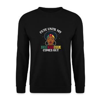 Kamerun Flagge Kamerun - Unisex Pullover - Schwarz - Vorne - Alina (178cm) & Michal (187cm)
