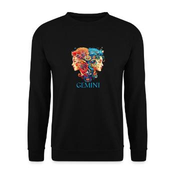 Nimm deine Zwillinge-Identität an: Zwillinge-Stolz - Unisex Pullover - Schwarz - Vorne - Alina (178cm) & Michal (187cm)