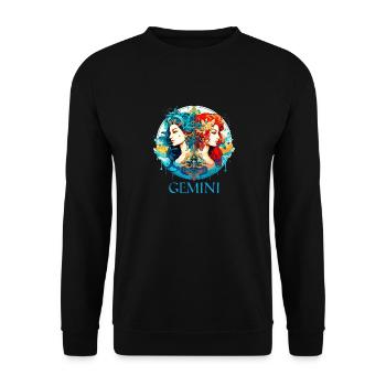 Portez votre signe du zodiaque astrologique avec fierté: Gémeaux - Sweat-shirt Unisexe - noir - Devant - Alina (178cm) & Michal (187cm)