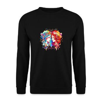 Graphique de l’horoscope du zodiaque - Signe du zodiaque Gémeaux - Sweat-shirt Unisexe - noir - Devant - Alina (178cm) & Michal (187cm)