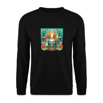 Horoskop Tierkreiszeichen Grafik - Sternzeichen Waage - Unisex Pullover - Schwarz - Vorne - Alina (178cm) & Michal (187cm)