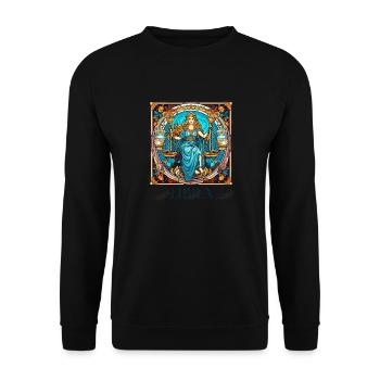 Waage-Designgrafiken für Männer und Frauen - Unisex Pullover - Schwarz - Vorne - Alina (178cm) & Michal (187cm)