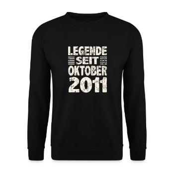 Oktober 2011 Legende seit 12 Jahren Mann Frau - Unisex Pullover - Schwarz - Vorne - Alina (178cm) & Michal (187cm)
