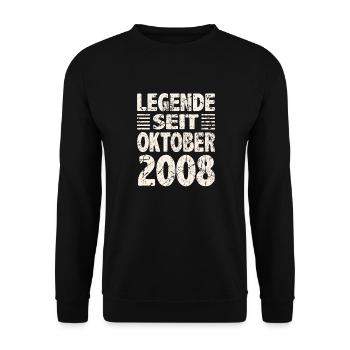 Oktober 2008 Legende seit 15 Jahren Mann Frau - Unisex Pullover - Schwarz - Vorne - Alina (178cm) & Michal (187cm)