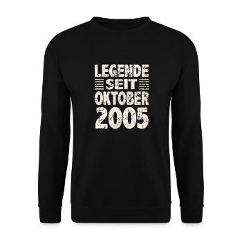 Oktober 2005 Legende seit 18 Jahren Mann Frau - Unisex Pullover - Schwarz - Vorne - Alina (178cm) & Michal (187cm)