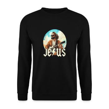 Christ Jesus avec guitare électrique - Sweat-shirt Unisexe - noir - Devant - Alina (178cm) & Michal (187cm)
