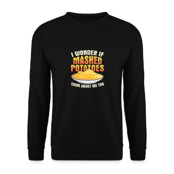 I Wonder If Mashed Potatoes Thanksgiving Food - Unisex Sweatshirt - black - Front - Alina (178cm) & Michal (187cm)