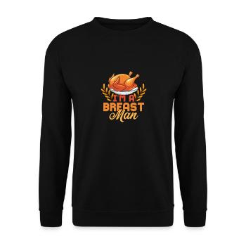 I'm A Breast Man Thanksgiving Turkey - Unisex Sweatshirt - black - Front - Alina (178cm) & Michal (187cm)