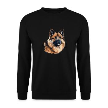 Hund American Akita - Unisex Pullover - Schwarz - Vorne - Alina (178cm) & Michal (187cm)