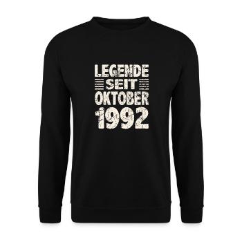 Oktober 1992 Legende seit 31 Jahren Mann Frau - Unisex Pullover - Schwarz - Vorne - Alina (178cm) & Michal (187cm)