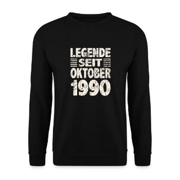 Oktober 1990 Legende seit 33 Jahren Mann Frau - Unisex Pullover - Schwarz - Vorne - Alina (178cm) & Michal (187cm)