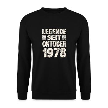 Oktober 1978 Legende seit 45 Jahren Mann Frau - Unisex Pullover - Schwarz - Vorne - Alina (178cm) & Michal (187cm)