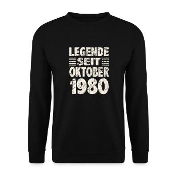 Oktober 1980 Legende seit 43 Jahren Mann Frau - Unisex Pullover - Schwarz - Vorne - Alina (178cm) & Michal (187cm)