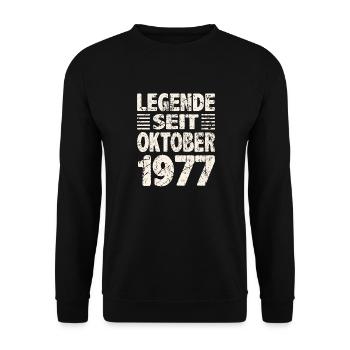 Oktober 1977 Legende seit 46 Jahren Mann Frau - Unisex Pullover - Schwarz - Vorne - Alina (178cm) & Michal (187cm)