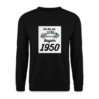 Oldtimer 1950 - Unisex Pullover - Schwarz - Vorne - Alina (178cm) & Michal (187cm)
