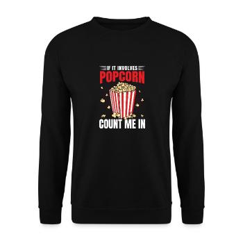 Soirée cinéma Snack si elle implique Popcorn Co - Sweat-shirt Unisexe - noir - Devant - Alina (178cm) & Michal (187cm)