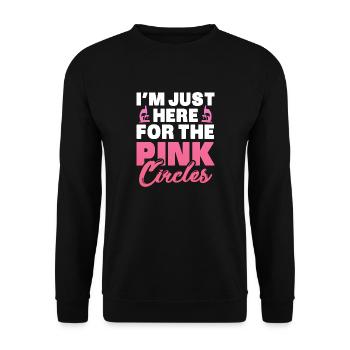 I m just here for the pink circles Design - Unisex Pullover - Schwarz - Vorne - Alina (178cm) & Michal (187cm)