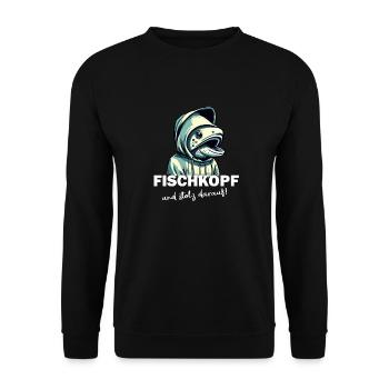 Fischkopf und stolz darauf - Unisex Pullover - Schwarz - Vorne - Alina (178cm) & Michal (187cm)