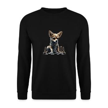 Chihuahua | Chess | Chess Player | Board | Queen | - Unisex Sweatshirt - black - Front - Alina (178cm) & Michal (187cm)