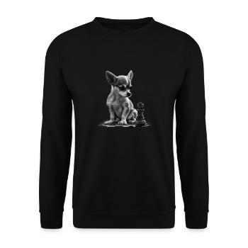 Chihuahua | Chess | Chess Player | Board | Queen | - Unisex Sweatshirt - black - Front - Alina (178cm) & Michal (187cm)