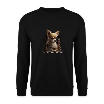 Chihuahua | Chess | Chess Player | Board | Queen | - Unisex Sweatshirt - black - Front - Alina (178cm) & Michal (187cm)