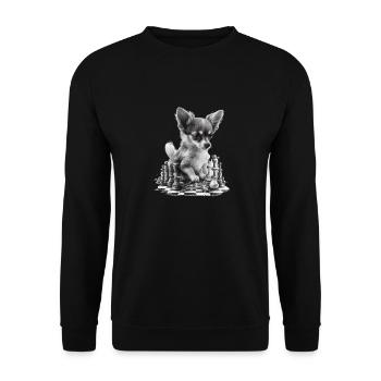 Chihuahua | Chess | Chess Player | Board | Queen | - Unisex Sweatshirt - black - Front - Alina (178cm) & Michal (187cm)