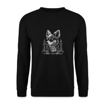 Chihuahua | Chess | Chess Player | Board | Queen | - Unisex Sweatshirt - black - Front - Alina (178cm) & Michal (187cm)