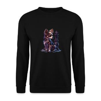 Chihuahua | Chess | Chess Player | Board | Queen | - Unisex Sweatshirt - black - Front - Alina (178cm) & Michal (187cm)