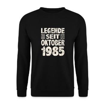 Oktober 1985 Legende seit 38 Jahren Mann Frau - Unisex Pullover - Schwarz - Vorne - Alina (178cm) & Michal (187cm)