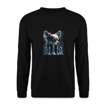 Chihuahua | Chess | Chess Player | Board | Queen | - Unisex Sweatshirt - black - Front - Alina (178cm) & Michal (187cm)