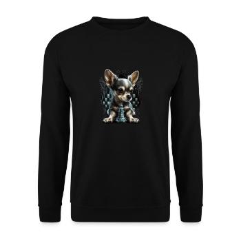 Chihuahua | Chess | Chess Player | Board | Queen | - Unisex Sweatshirt - black - Front - Alina (178cm) & Michal (187cm)