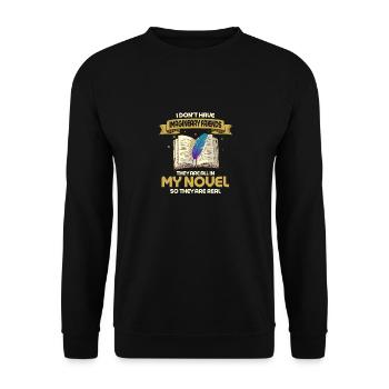 I Don't Have Imagineary Friends Author Writer Nove - Unisex Pullover - Schwarz - Vorne - Alina (178cm) & Michal (187cm)
