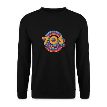 Eine Reise zurück in die 70er Jahre: Geschenke für Babyboomer - Unisex Pullover - Schwarz - Vorne - Alina (178cm) & Michal (187cm)