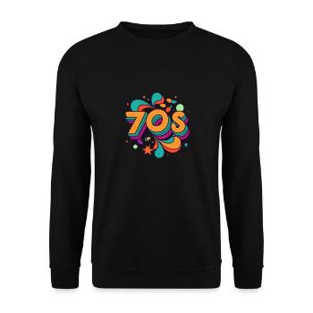 Eine Reise zurück in die 70er Jahre: Geschenke für Babyboomer - Unisex Pullover - Schwarz - Vorne - Alina (178cm) & Michal (187cm)