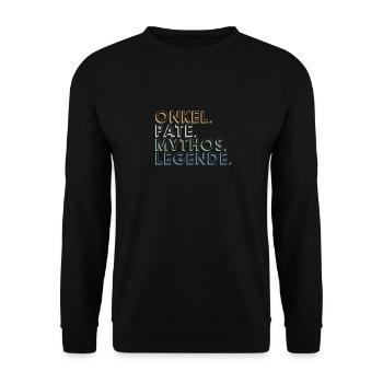 Lustig Onkel Pate Mythos Legende - Unisex Pullover - Schwarz - Vorne - Alina (178cm) & Michal (187cm)