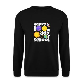 Happy 100th Day of School Space Planet Funny - Unisex Sweatshirt - black - Front - Alina (178cm) & Michal (187cm)