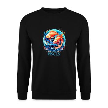 Tragen Sie Ihr Sternzeichen Astrologie mit Stolz: Fische - Unisex Pullover - Schwarz - Vorne - Alina (178cm) & Michal (187cm)