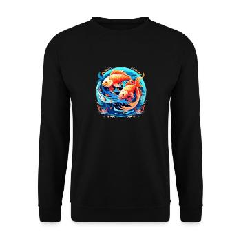 Nimm deine Fische-Identität an: Fische-Sternzeichen - Unisex Pullover - Schwarz - Vorne - Alina (178cm) & Michal (187cm)