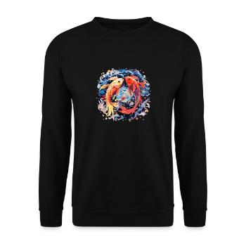 Horoskop Tierkreiszeichen Grafik - Sternzeichen Fische - Unisex Pullover - Schwarz - Vorne - Alina (178cm) & Michal (187cm)