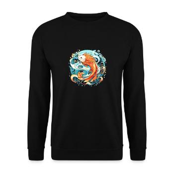 Fische Design Grafiken für Männer und Frauen - Unisex Pullover - Schwarz - Vorne - Alina (178cm) & Michal (187cm)