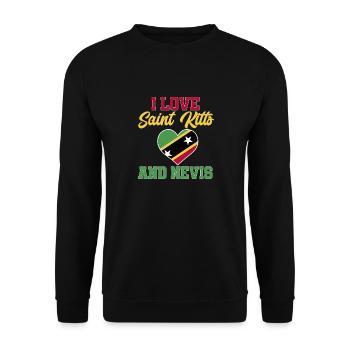 St. Kitts und Nevis Flagge - Unisex Pullover - Schwarz - Vorne - Alina (178cm) & Michal (187cm)