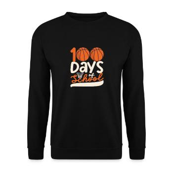 100th Day of School Basketball Player Coach Fan Teaching - Unisex Sweatshirt - black - Front - Alina (178cm) & Michal (187cm)