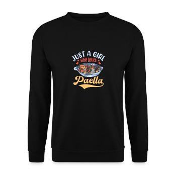 Just A Girl Who Loves Paella Espana Rice Dish Food - Unisex Pullover - Schwarz - Vorne - Alina (178cm) & Michal (187cm)