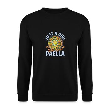 Just A Girl Who Loves Paella Food Espana Rice Dish - Unisex Pullover - Schwarz - Vorne - Alina (178cm) & Michal (187cm)