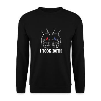 I TOOK BOTH - Unisex Pullover - Schwarz - Vorne - Alina (178cm) & Michal (187cm)