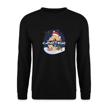 Toller Carter-Name mit Weihnachtsmütze im Weihnachtsthema - Unisex Pullover - Schwarz - Vorne - Alina (178cm) & Michal (187cm)