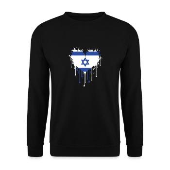 Israel Heart Star of David - Unisex Sweatshirt - black - Front - Alina (178cm) & Michal (187cm)
